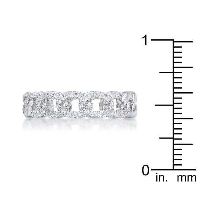 Interlocking Rhodium Chain Design Ring with CZ - JGI - Flyclothing LLC