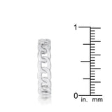 Interlocking Rhodium Chain Design Ring with CZ - JGI - Flyclothing LLC