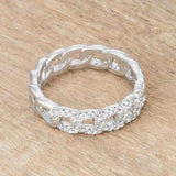 Interlocking Rhodium Chain Design Ring with CZ - JGI - Flyclothing LLC