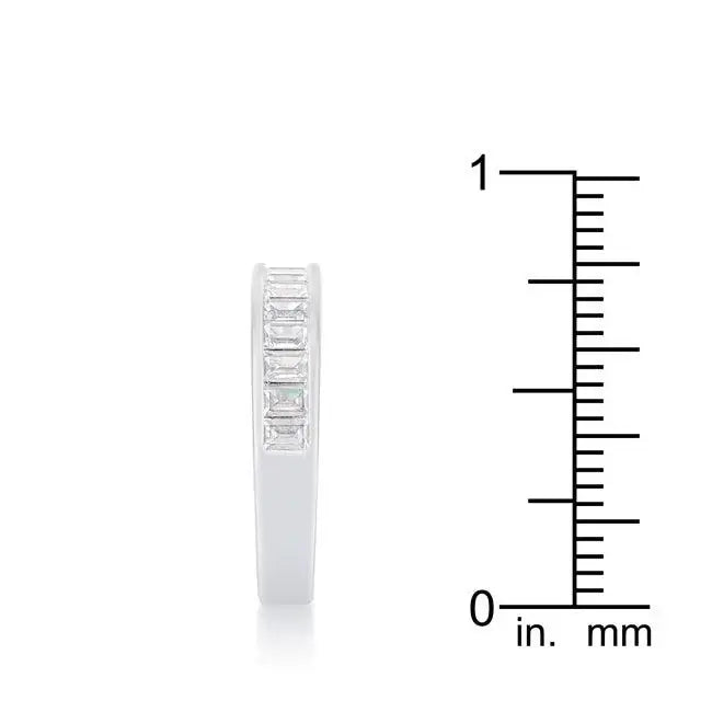 Baguette Cut CZ Rhodium Wedding Band - JGI - Flyclothing LLC