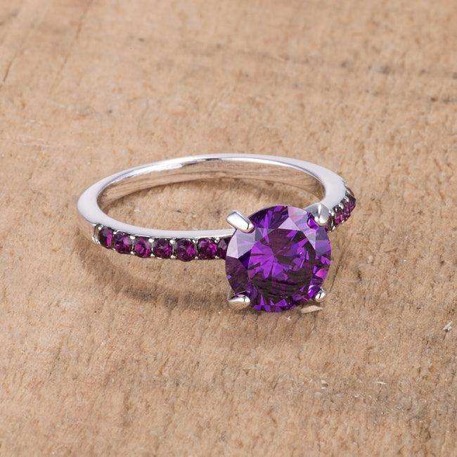2.3CT Amethyst CZ Rhodium Ring - JGI - Flyclothing LLC