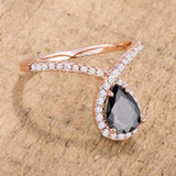 1.5Ct Rose Goldtone Chevron Ring With Onyx CZ - JGI - Flyclothing LLC
