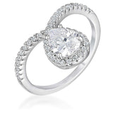 1.5Ct Rhodium Chevron Ring With Clear CZ - JGI - Flyclothing LLC