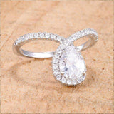 1.5Ct Rhodium Chevron Ring With Clear CZ - JGI - Flyclothing LLC