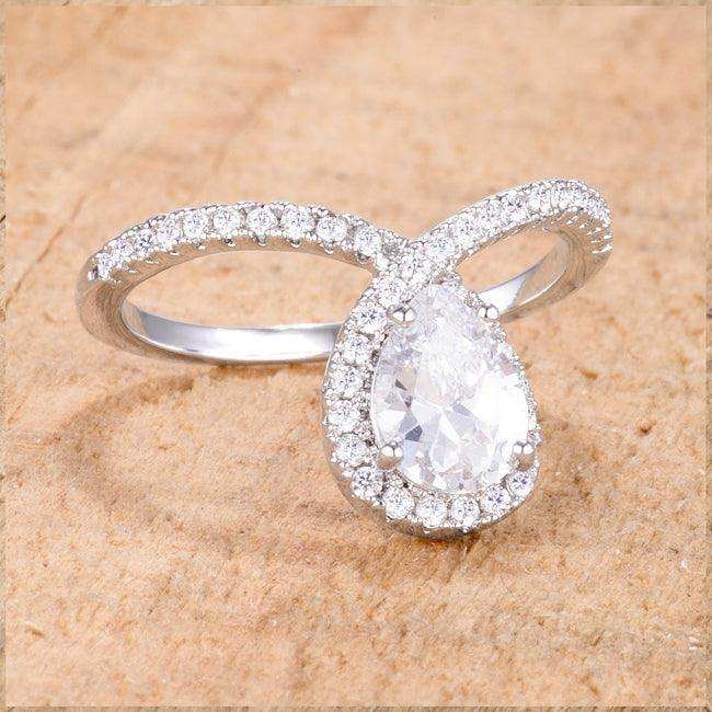 1.5Ct Rhodium Chevron Ring With Clear CZ - JGI - Flyclothing LLC