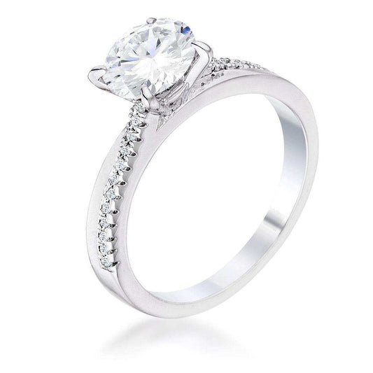 1.4Ct Contemporary Dainty Rhodium Plated Clear CZ Engagement Ring - JGI - Flyclothing LLC