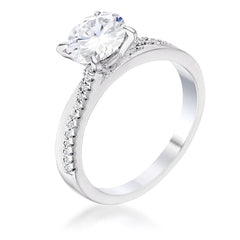 1.4Ct Contemporary Dainty Rhodium Plated Clear CZ Engagement Ring - Flyclothing LLC