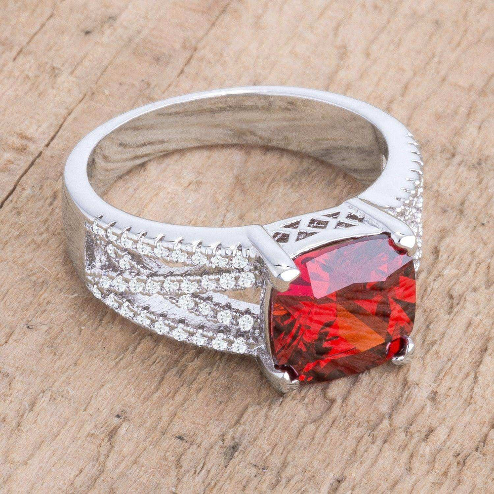 3Ct Elegant Rhodium Plated Criss-Cross Garnet CZ Engagement Ring - JGI - Flyclothing LLC