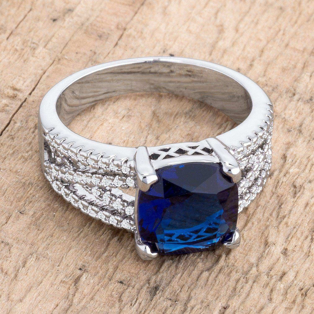 3ct Elegant Silvertone Criss-Cross Sapphire Blue CZ Engagement Ring - JGI - Flyclothing LLC