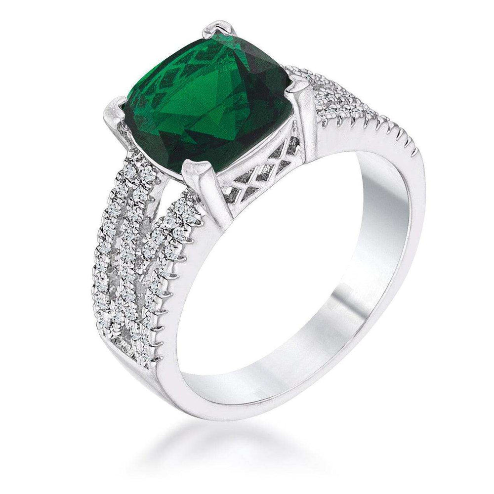 3ct Elegant Rhodium Plated Criss-Cross Enerald CZ Engagement Ring - JGI - Flyclothing LLC