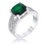 3ct Elegant Rhodium Plated Criss-Cross Enerald CZ Engagement Ring - JGI - Flyclothing LLC