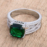 3ct Elegant Rhodium Plated Criss-Cross Enerald CZ Engagement Ring - JGI - Flyclothing LLC