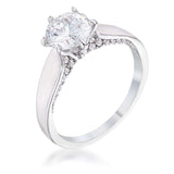 1.56Ct Contemporary Rhodium Plated CZ Solitaire Ring - JGI - Flyclothing LLC