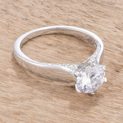 1.56Ct Contemporary Rhodium Plated CZ Solitaire Ring - Flyclothing LLC