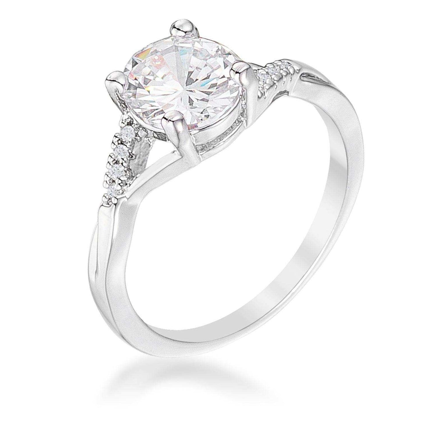 1.3Ct Rhodium Plated Simple Engagement Ring - JGI - Flyclothing LLC
