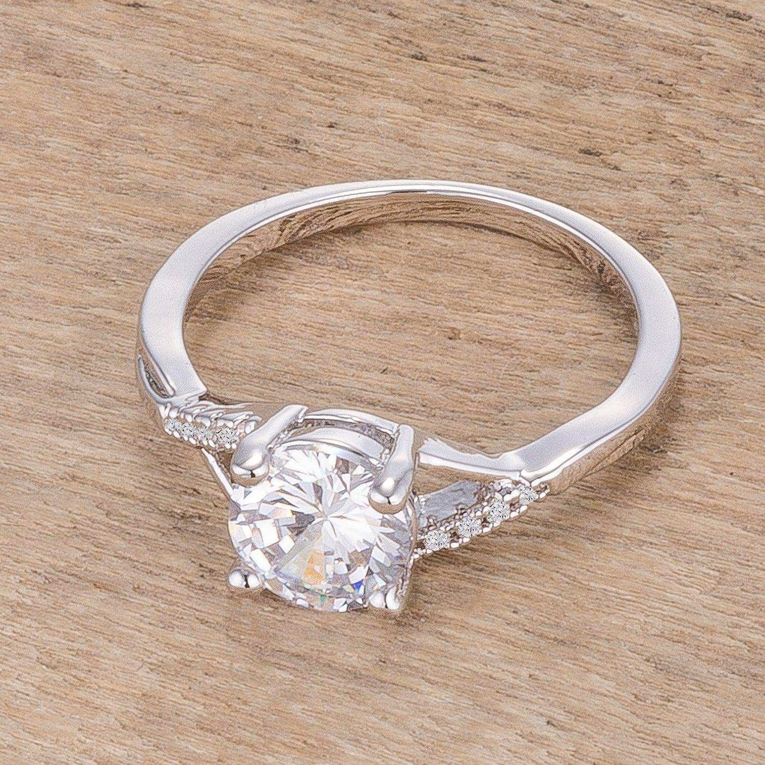 1.3Ct Rhodium Plated Simple Engagement Ring - JGI - Flyclothing LLC