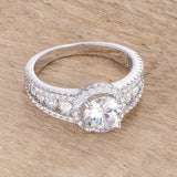 2.1Ct Rhodium Plated Solitaire Engagement Halo Ring - JGI - Flyclothing LLC