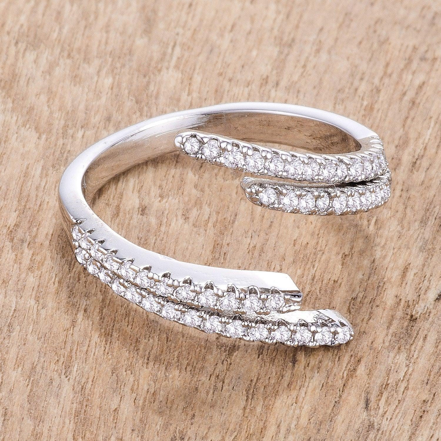 1.12Ct Delicate Rhodium Plated CZ Wrap Ring - Flyclothing LLC