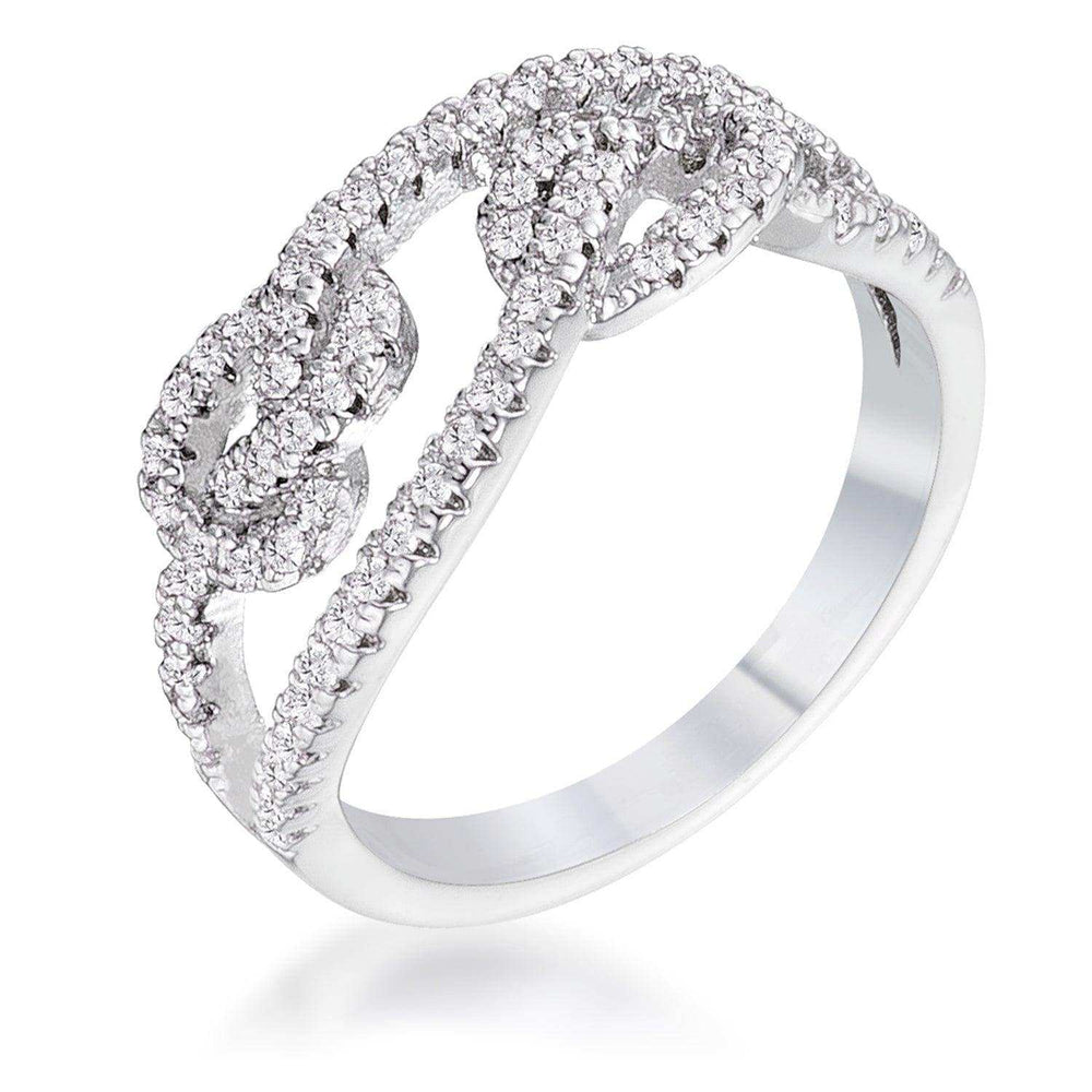 1.15Ct Rhodium Plated CZ Pave Double Knot Ring - JGI - Flyclothing LLC