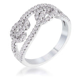 1.15Ct Rhodium Plated CZ Pave Double Knot Ring - JGI - Flyclothing LLC