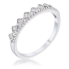 .14Ct Rhodium Plated CZ Mini Crown Stackable Band - Flyclothing LLC