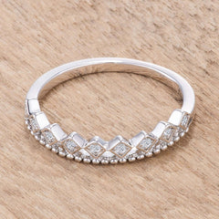 .14Ct Rhodium Plated CZ Mini Crown Stackable Band - Flyclothing LLC