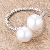 Rhodium Plated Twisted Rope Freshwater Pearl Wrap ring - JGI - Flyclothing LLC