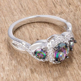 1.43Ct Rhodium & Hematite Plated Mystic & Clear CZ Three Stone Twisted Shank Ring - JGI - Flyclothing LLC