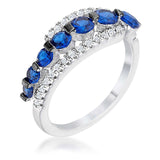 1.06Ct Rhodium & Hematite Plated Graduated Blue & Clear CZ Half Eternity Ring - JGI - Flyclothing LLC