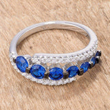 1.06Ct Rhodium & Hematite Plated Graduated Blue & Clear CZ Half Eternity Ring - JGI - Flyclothing LLC