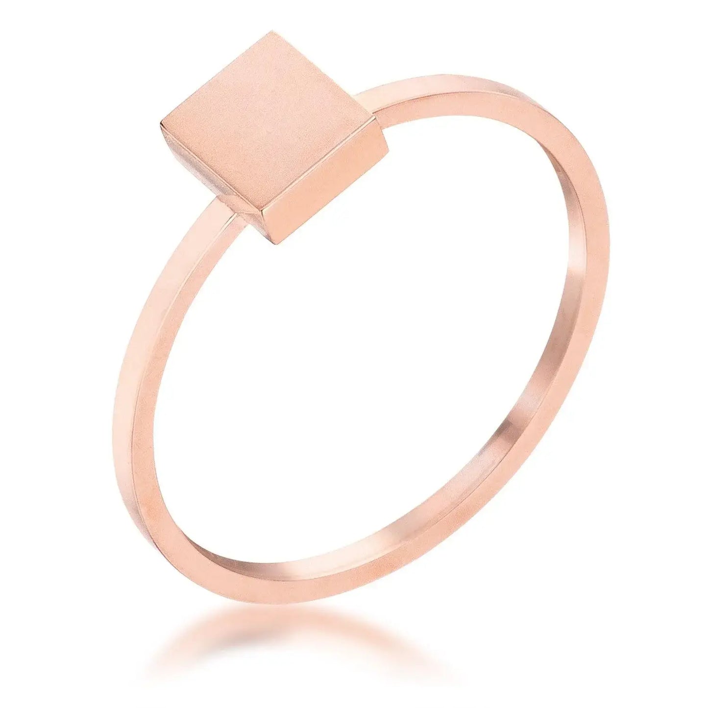 Stainless Steel Rose Goldtone Plated Square Stackable Ring - JGI - Flyclothing LLC