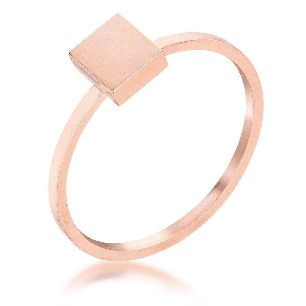 Stainless Steel Rose Goldtone Plated Square Stackable Ring - JGI - Flyclothing LLC