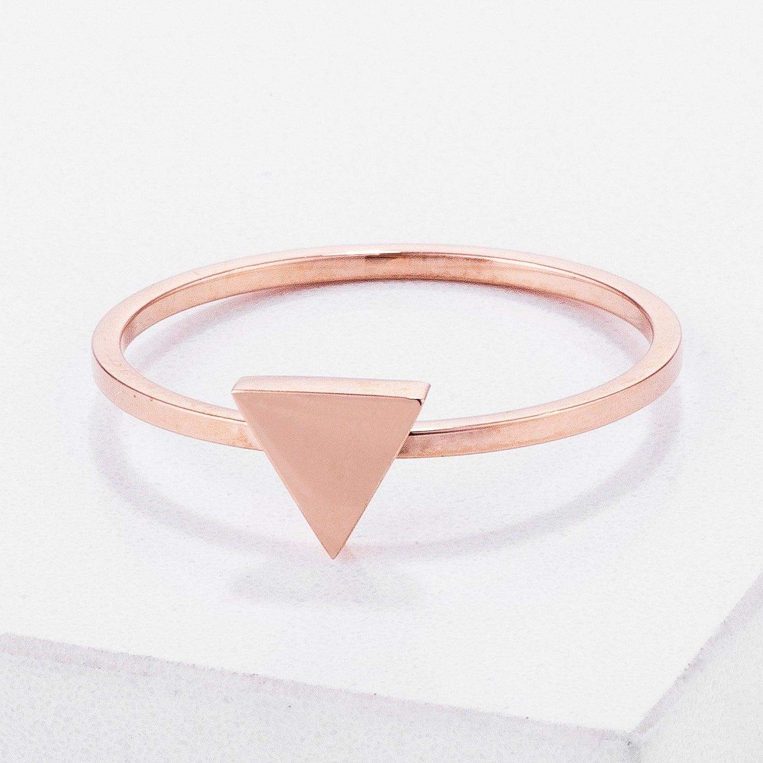 Stainless Steel Rose Goldtone Plated Triangle Stackable Ring - JGI - Flyclothing LLC