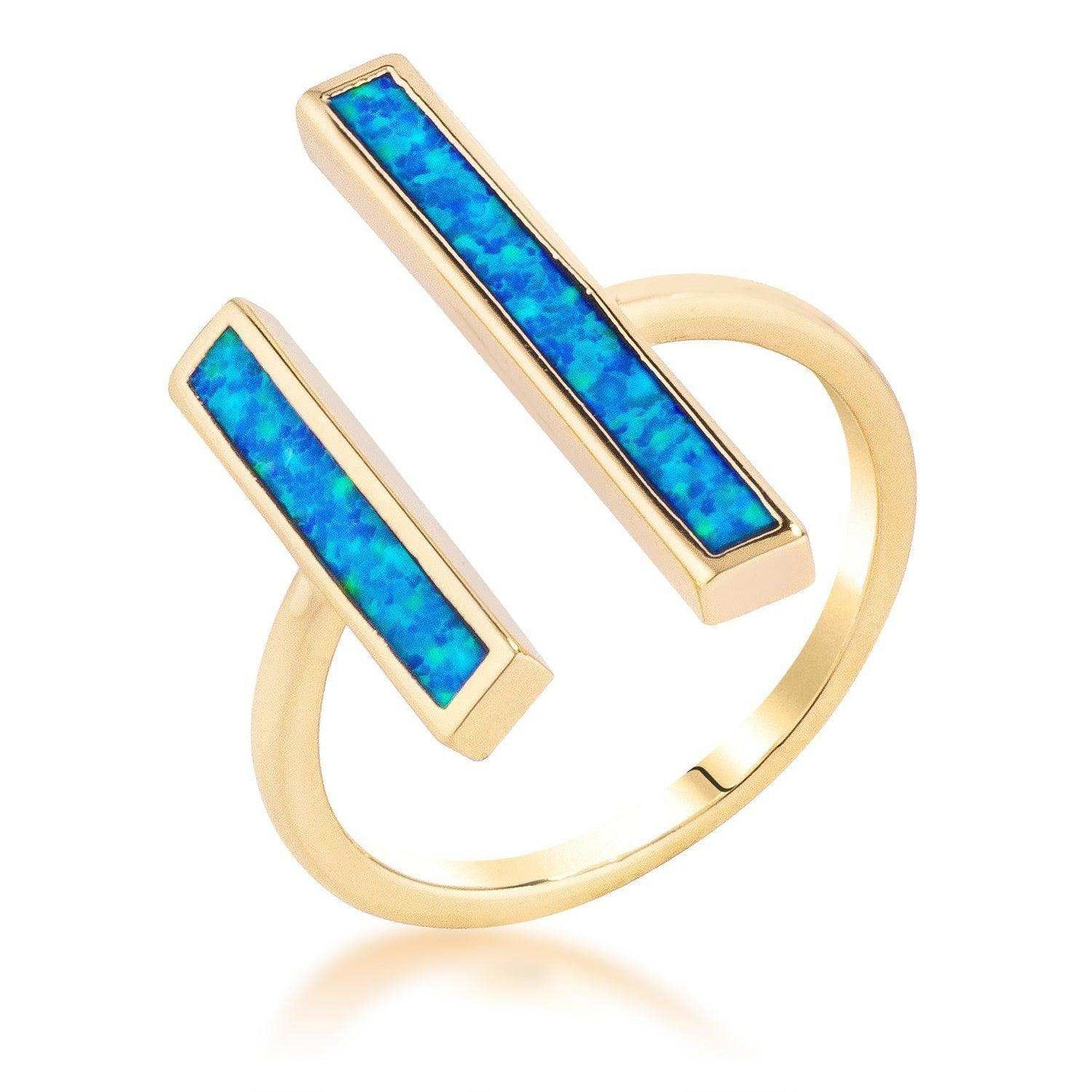 18k Gold Plated Blue Opal Ring - JGI - Flyclothing LLC