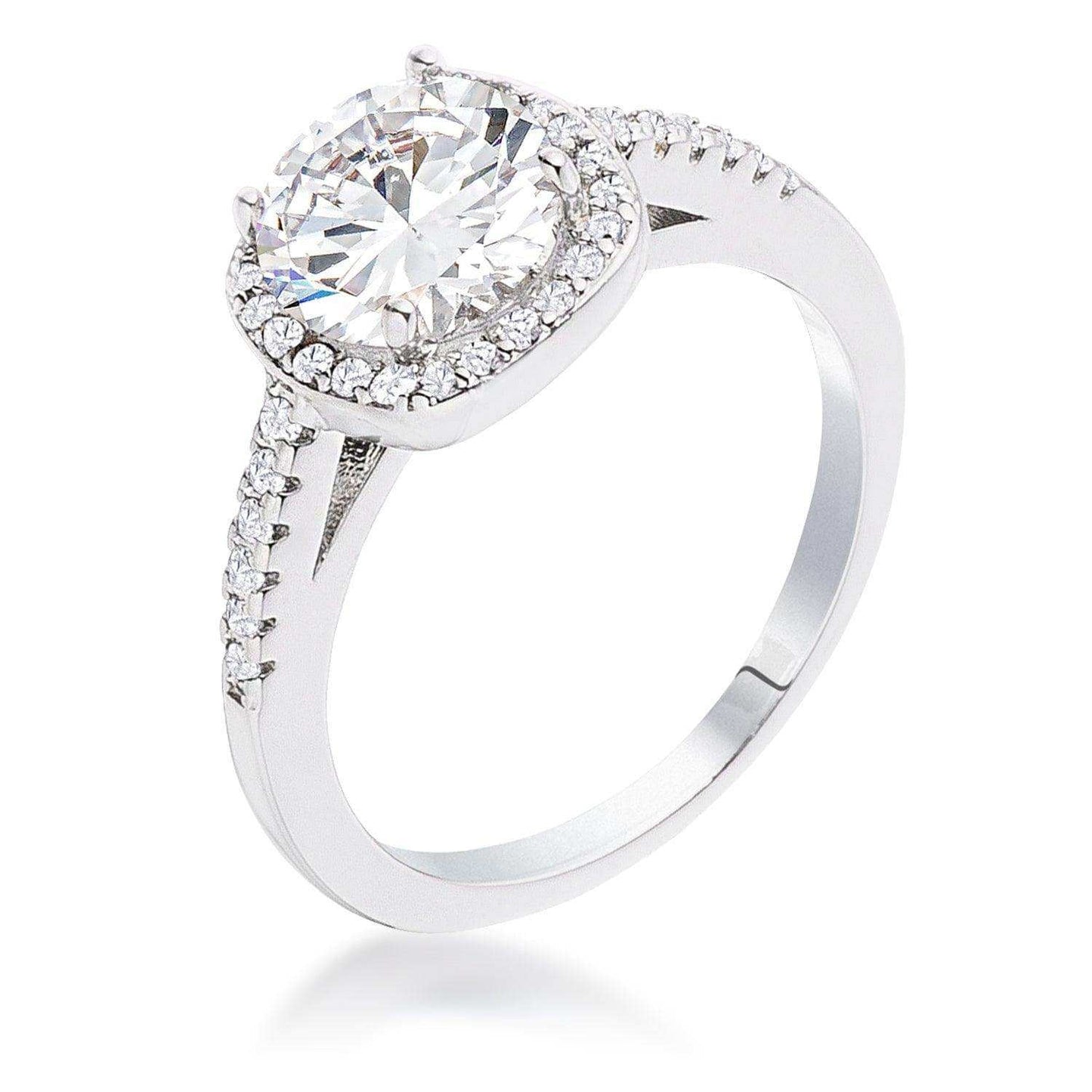 2.97Ct Rhodium Plated Classic Cushion Cut Halo Ring - JGI - Flyclothing LLC