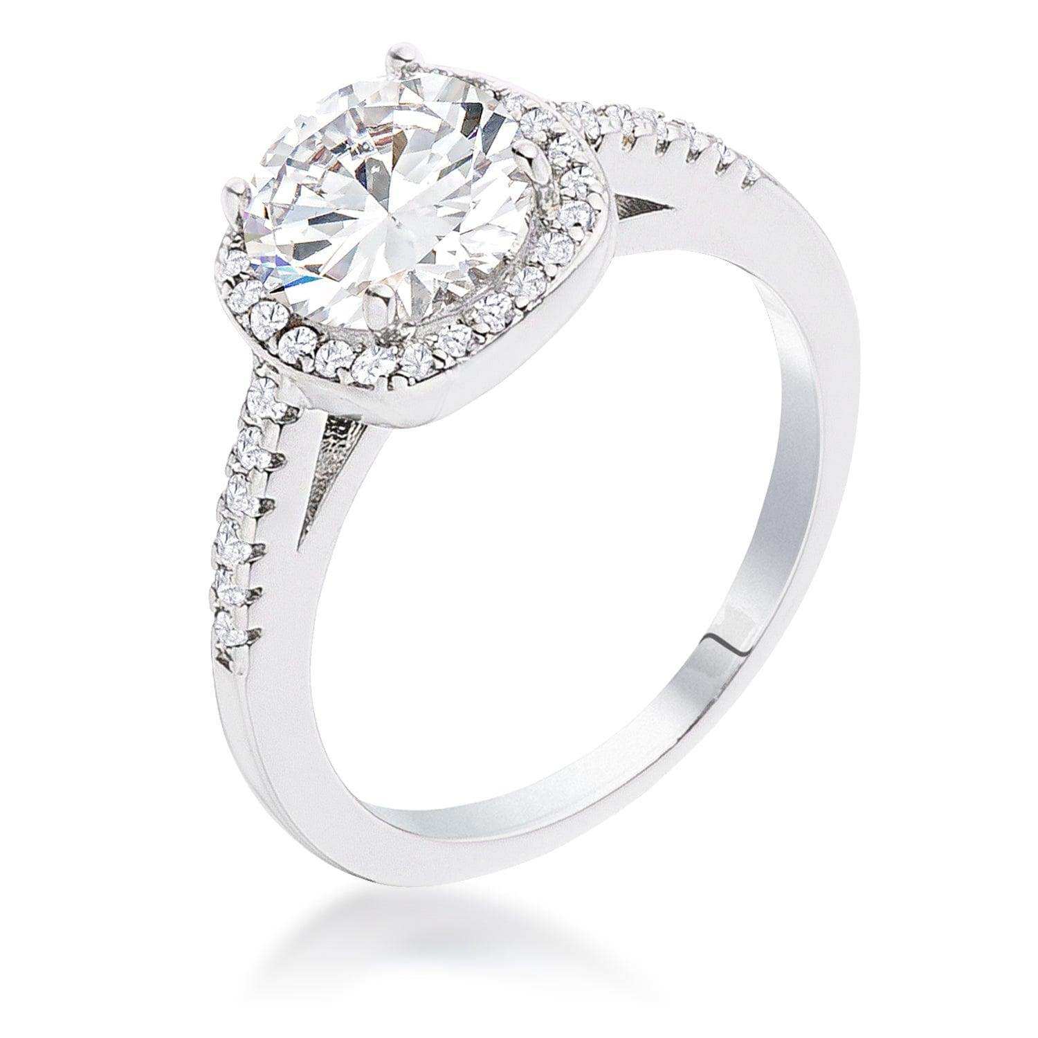 2.97Ct Rhodium Plated Classic Cushion Cut Halo Ring - JGI - Flyclothing LLC