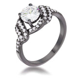 Hematite Clear CZ Round Parallel Pave Twist Ring - JGI - Flyclothing LLC