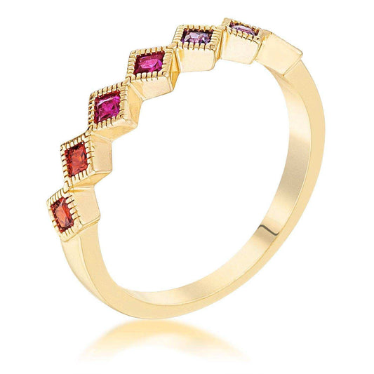 Gold Plated Multi-Color Septem Princess Cut Half Eternity Band - JGI - Flyclothing LLC