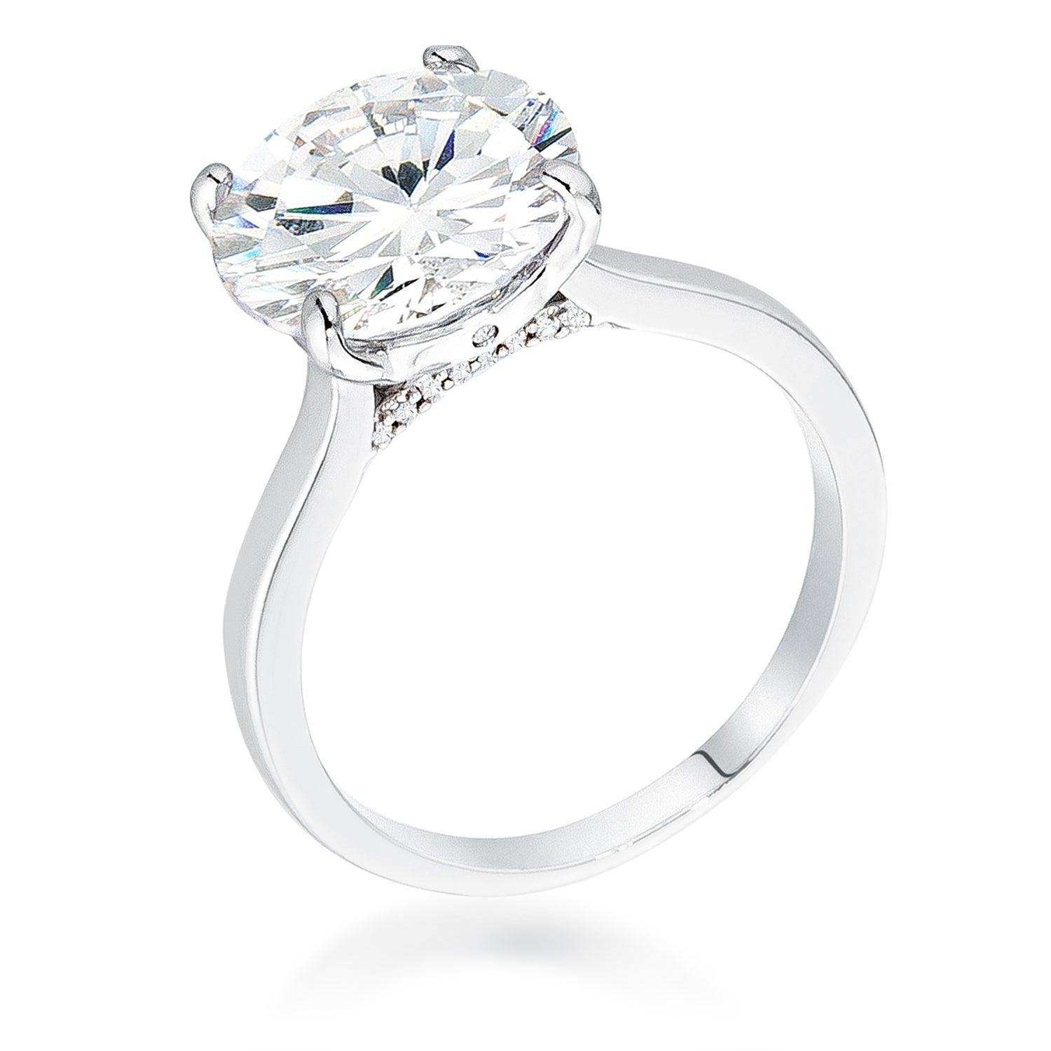 5Ct Rhodium Britney Round Solitaire Engagement Ring - JGI - Flyclothing LLC