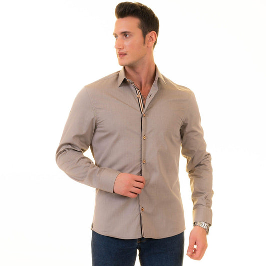 Gravity Homme Men's Long Sleeve Button Down / Bliss Natural R1 - Gravity Homme