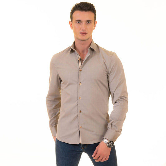 Gravity Homme Men's Long Sleeve Button Down / Bliss Natural R1 - Gravity Homme