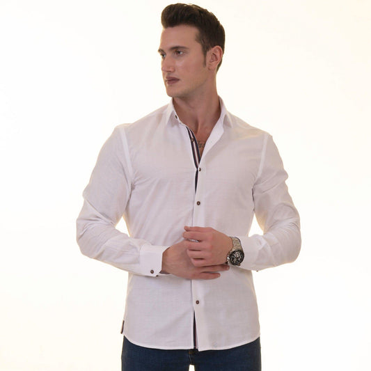 Gravity Homme Men's Long Sleeve Button Up / Calvin White R3 - Gravity Homme