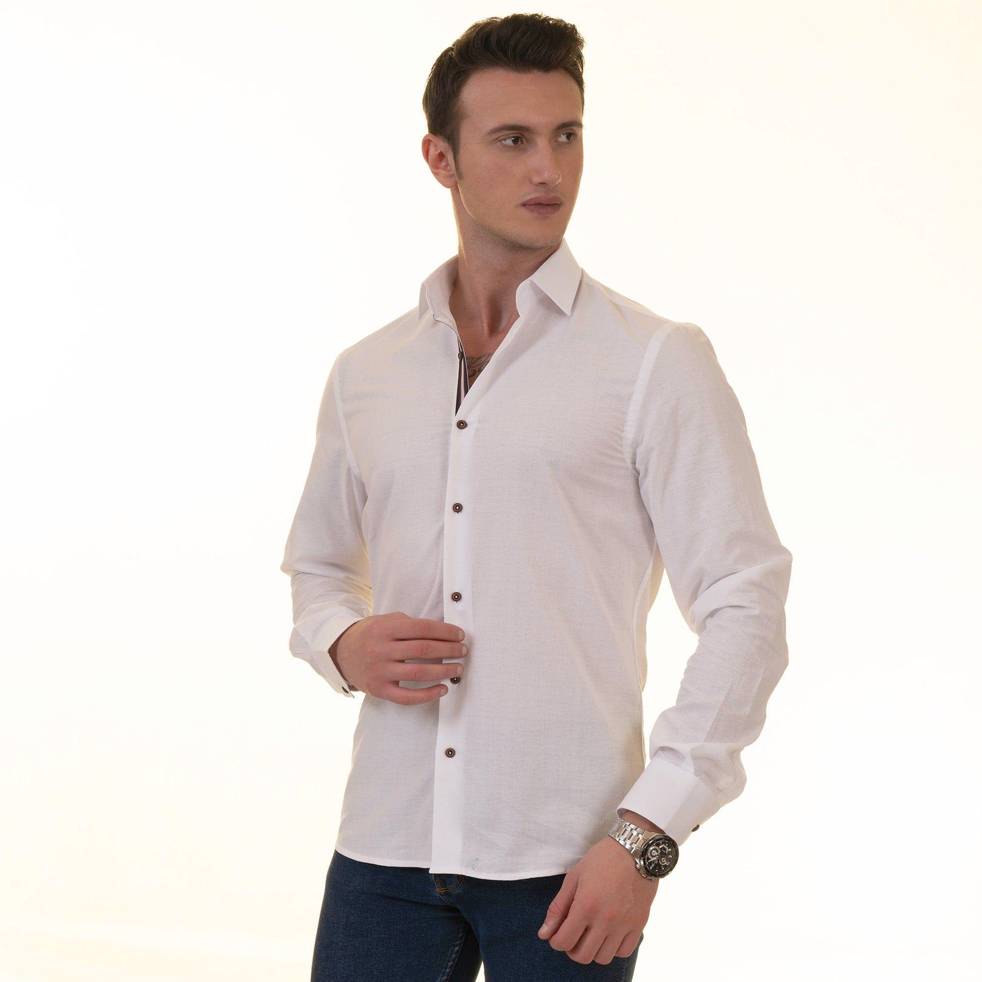 Gravity Homme Men's Long Sleeve Button Up / Calvin White R3 - Gravity Homme