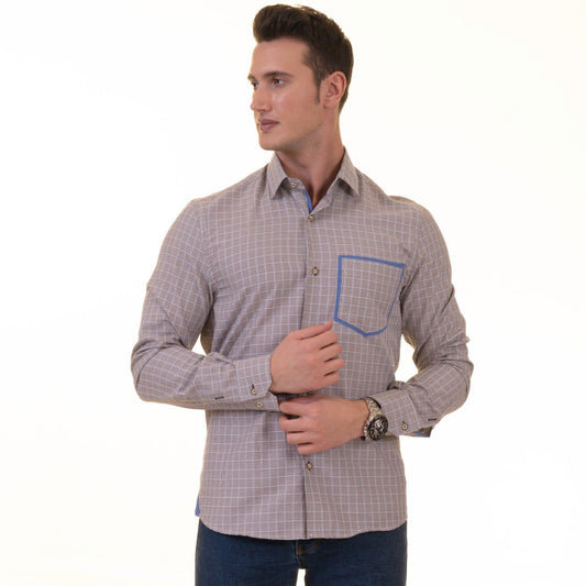 Gravity Homme Men's Long Sleeve Button Up / London Plaid R6 - Gravity Homme