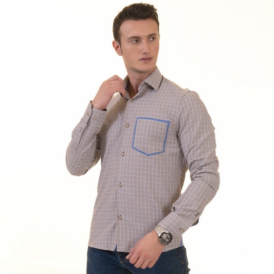 Gravity Homme Men's Long Sleeve Button Up / London Plaid R6 - Gravity Homme