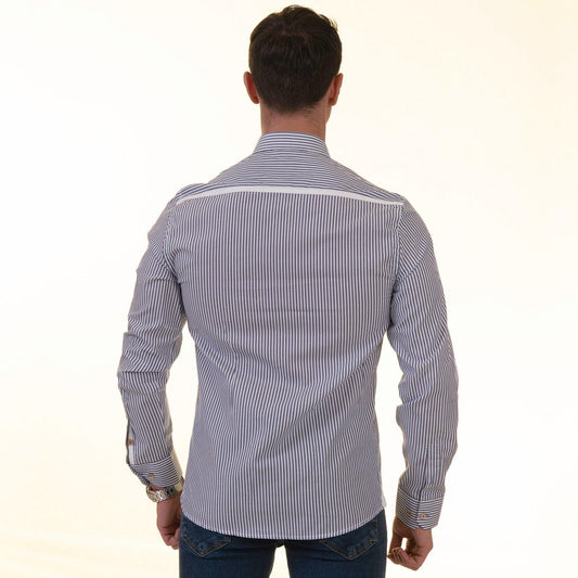 Gravity Homme Men's Long Sleeve Button Down / Marne Stripe R8 - Gravity Homme