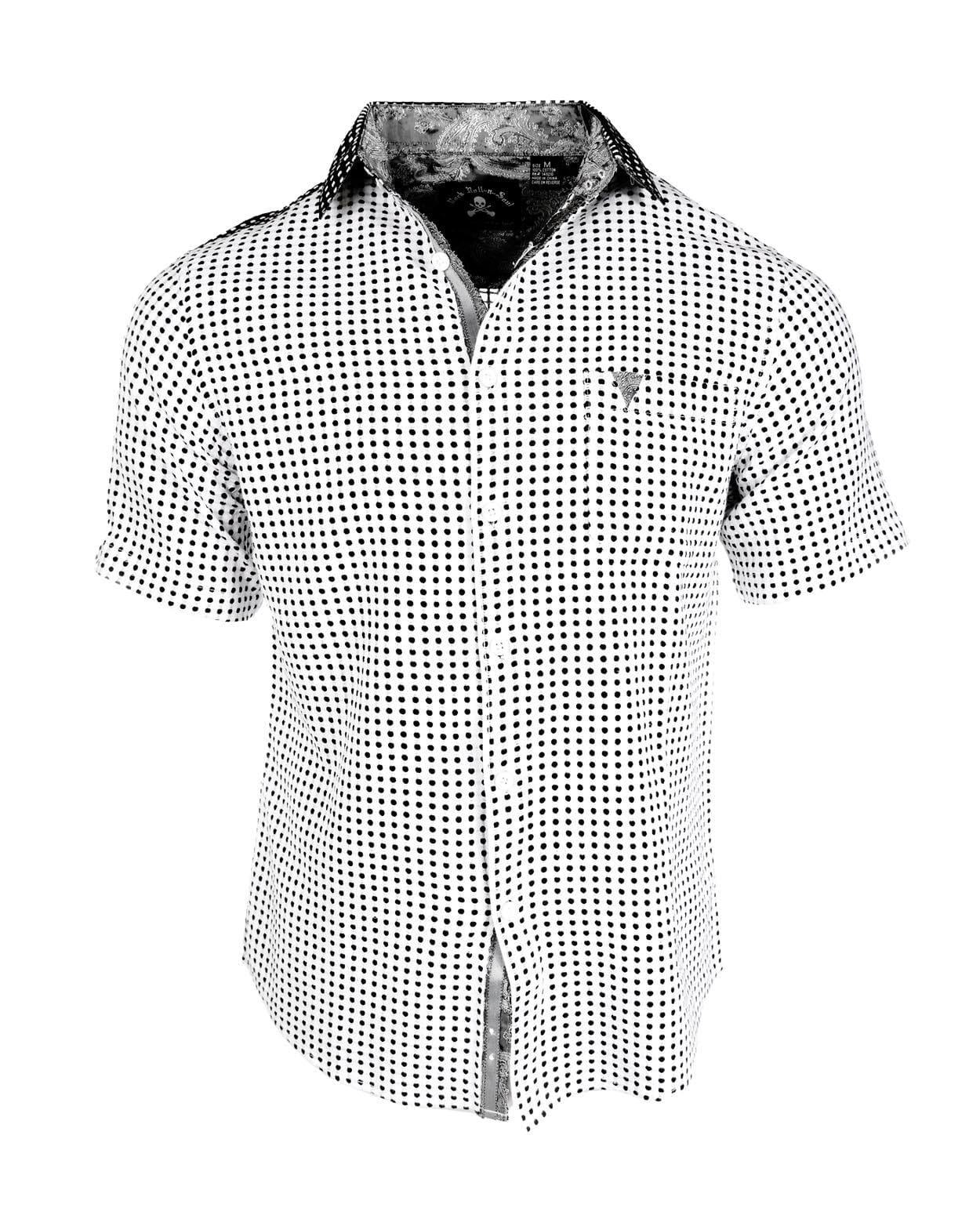 English Heroes S/S GAMBLING POLKA DOT BLUES WHITE - Rock Roll N Soul Clothing