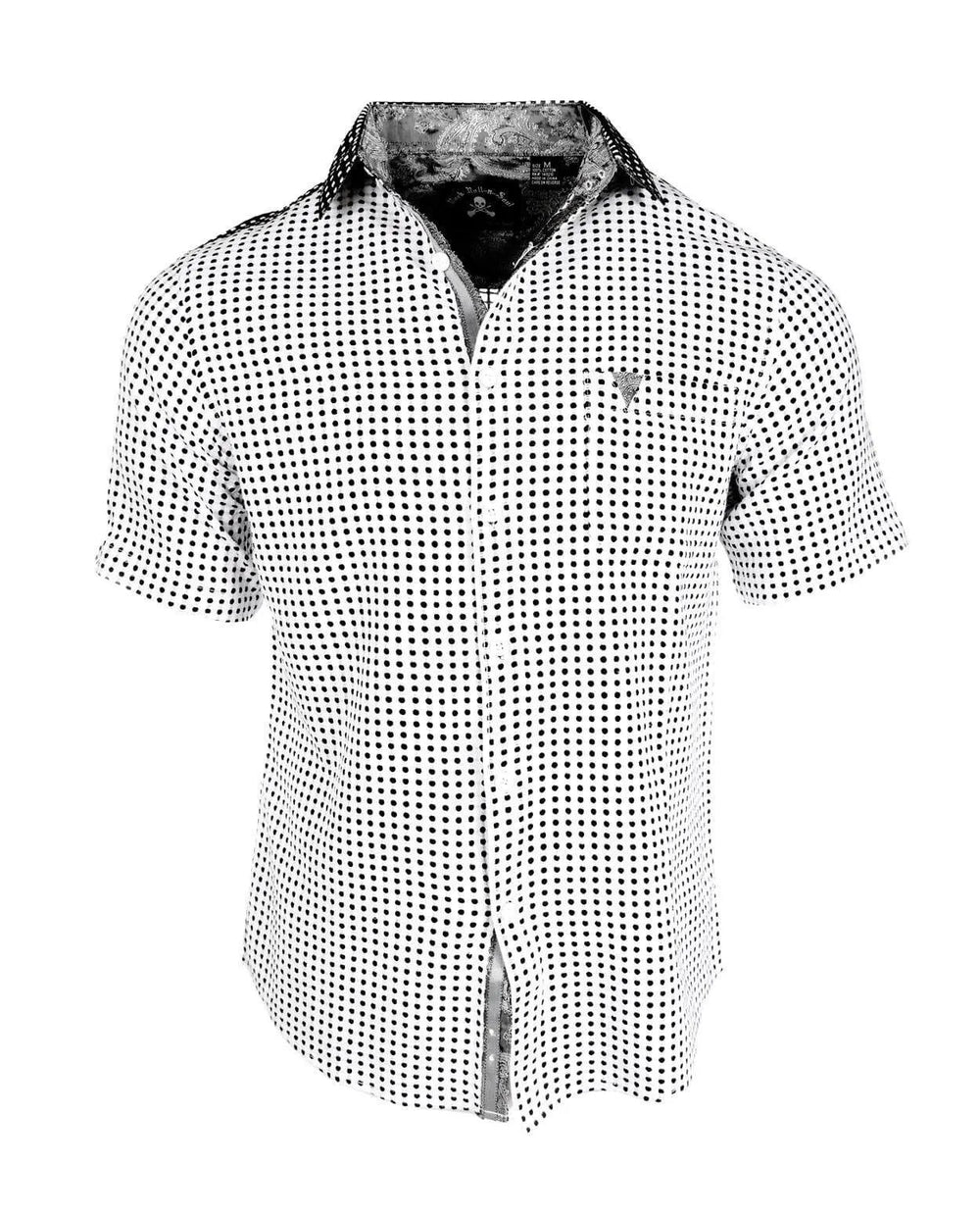 English Heroes S/S GAMBLING POLKA DOT BLUES WHITE - Rock Roll N Soul Clothing