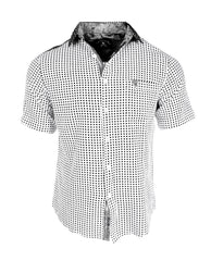 English Heroes S/S GAMBLING POLKA DOT BLUES WHITE - Rock Roll N Soul Clothing