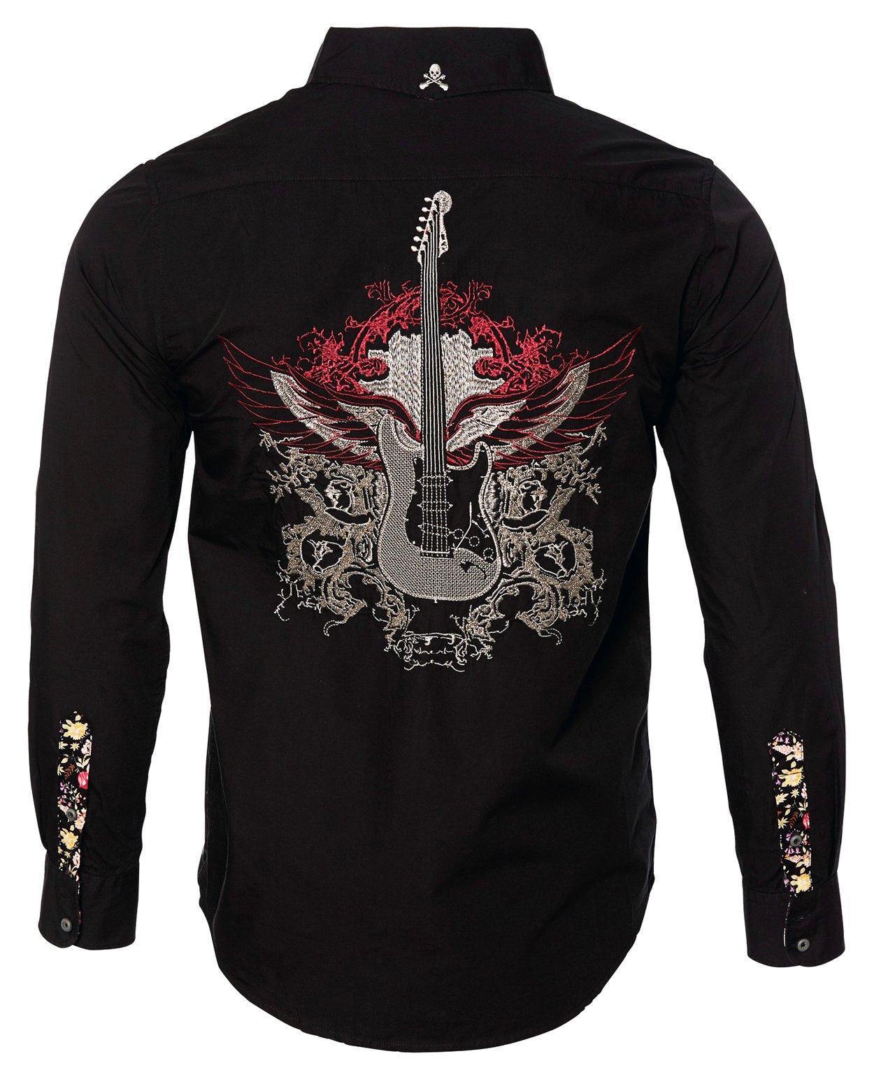 Rock Roll n Soul Guitar Wings Black Shirt - Rock Roll N Soul Clothing